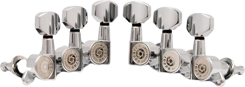 Eddaray Store Guitar Machine Heads (3R + 3L) – 1:15 Gear Ratio Sealed Tuning Key Pegs Tuners Set with Hexagonal Shaped Knob Replacement, (E-1001, Chrome) - Image 1